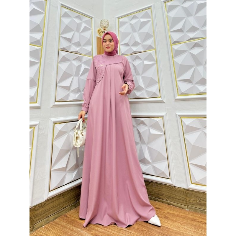 Gamis FREDELLA twill uniqlo stretch terbaru.