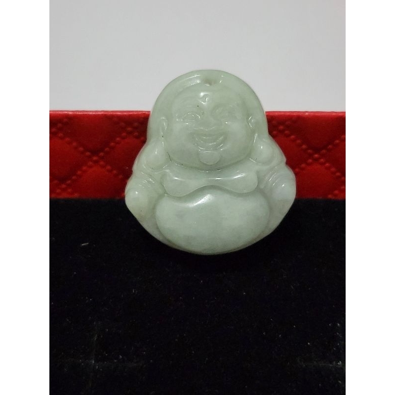 Liontin Natural Giok Dewa Maitreya Happy Buddha Natural Jade Jadeite Stone Pendant