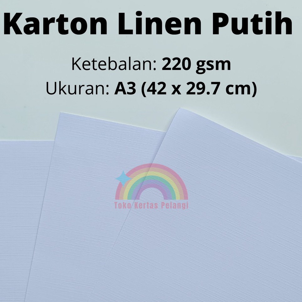 

WLQF89263 Karton Linen Putih 22 gsm 25 pcs A3