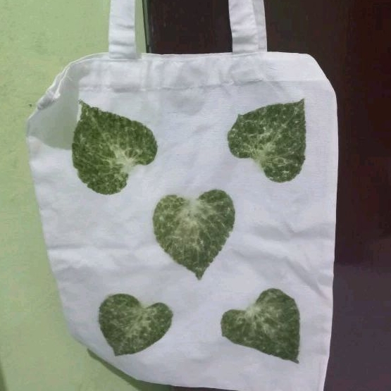 Tas kanvas ecoprint totebag bahan kerajinan tangan bahan blacu