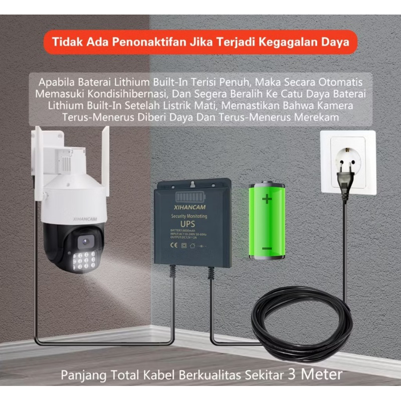 XIHANCAM Adaptor Power DC 12V Cadangan Baterai UPS Mini Untuk Cctv WiFi Modem