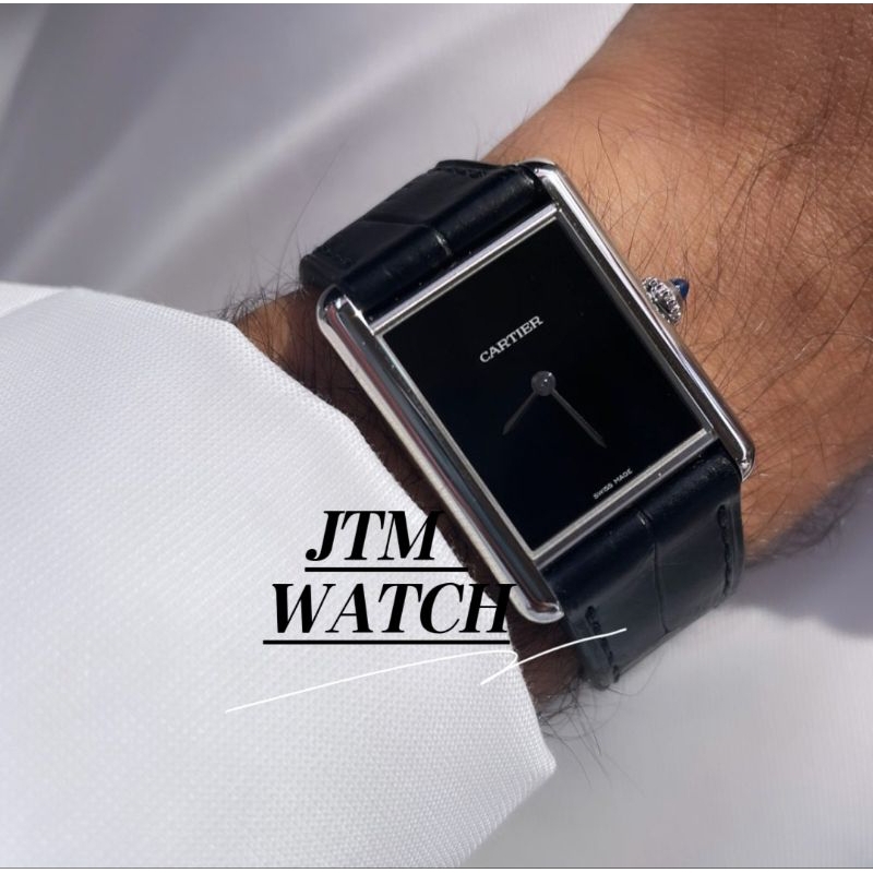 Jam Tangan Pria Cartier Tank Must Croco Leather Japan Quartz Super Premium AAA