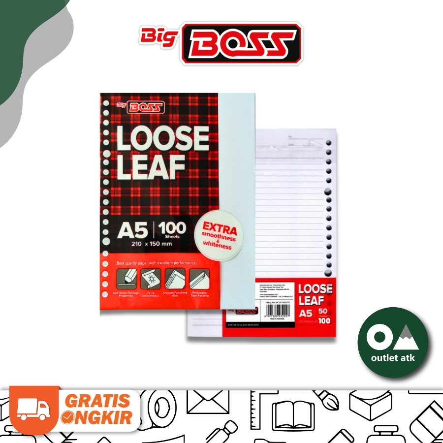 

Loose Leaf Bergaris A5 / Isi Kertas File Binder SIDU Big Boss isi 100