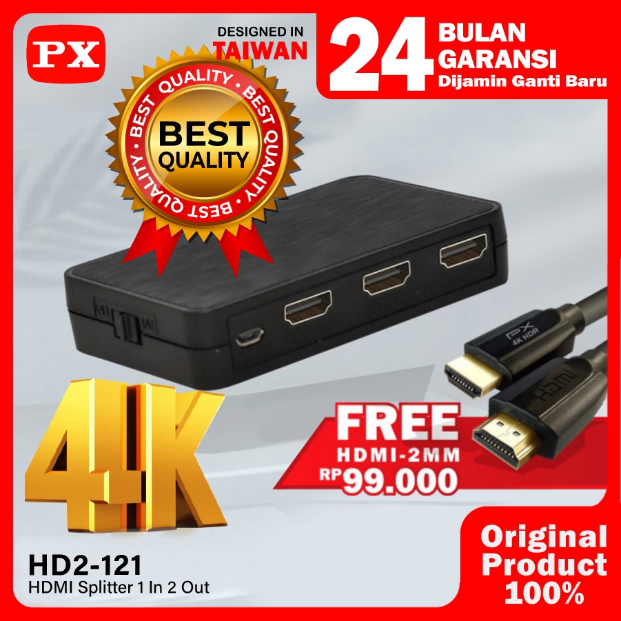 4K HDMI Splitter 1 Input 2 Output Ultra HD Video Proyektor PX HD2-121