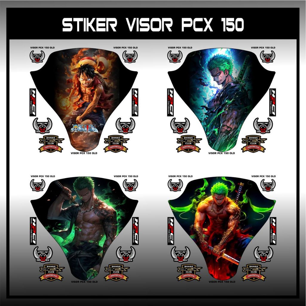 Stiker Visor Honda Pcx 150 / Variasi Visor PCX 150 old / Stiker Wienshield Honda Pcx 150 LUFFY