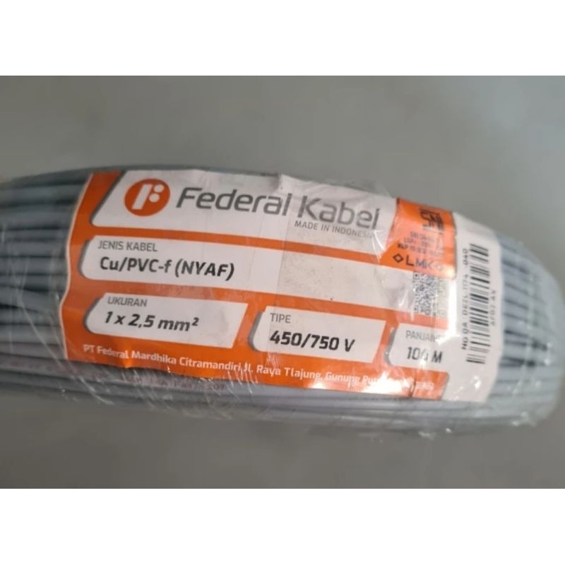 Kabel NYAF 2.5mm Serabut FEDERAL ABU-ABU GREY NYAF 2.5 mm