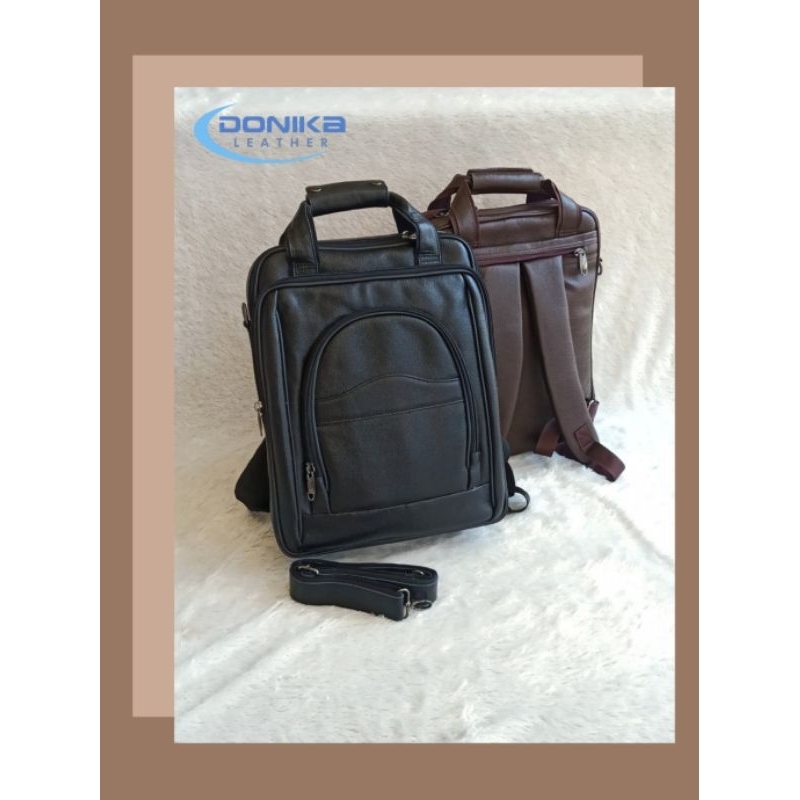 Backpack Pria Wanita Kulit Tas Ransel Kulit Laptop Kerja Sekolah