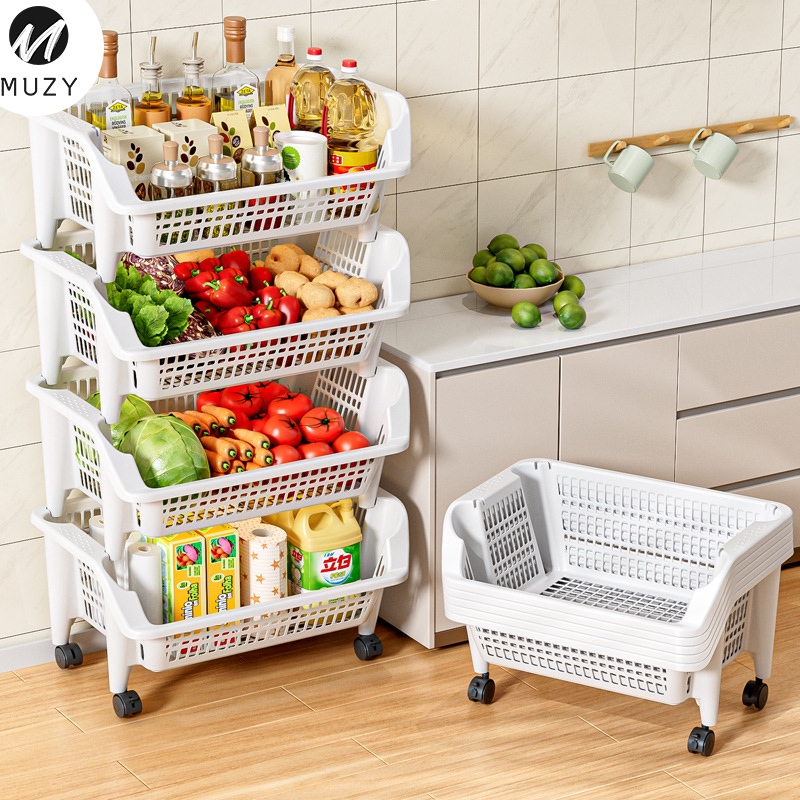 Muzy Rak Dapur Rak Susun Serbaguna Rak Trolley Susun Rak Serbaguna Aesthetic Dengan Roda Rak Roda Su