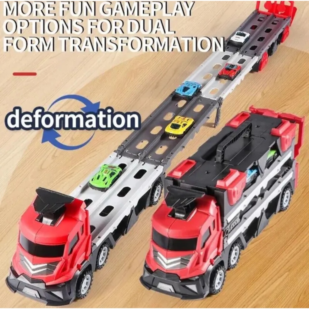 

[capt] Mainan Mobil Mobilan Anak Mobil Truk Deformasi Rel Balap Mobil - Deformed Track Truck