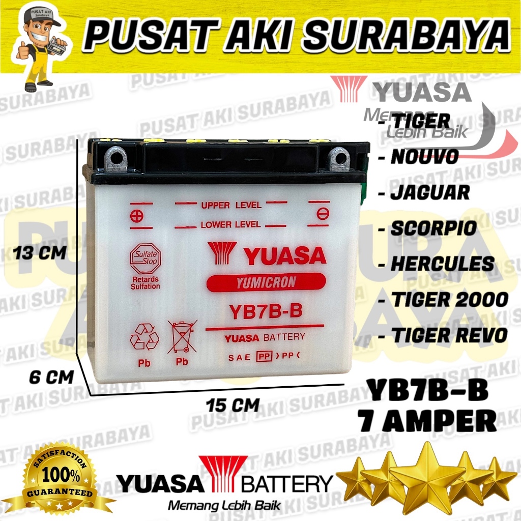ORIGINAL YUASA YB7B-B ACCU YB7B B AKI MOTOR YAMAHA NOUVO HONDA TIGER SCORPIO MTX7D 7 AMPER