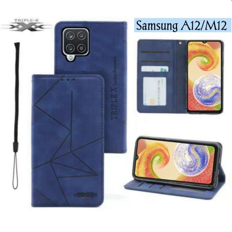 New Case Samsung A12 M12 Flip Cover Wallet Sarung Dompet Flip Cover Magnet