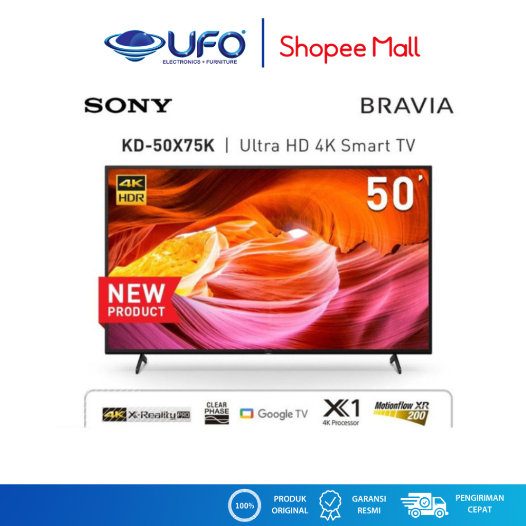 Sony 50 Inch Smart Google TV LED 4K HDR KD50X75K