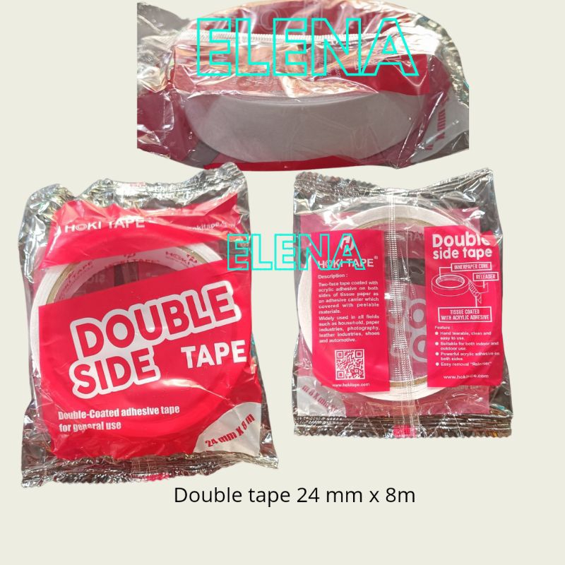 

double tape 1/2 inchi(12mm x8 m)/1 inchi(24mmx 8m) / slasiban timbal balik