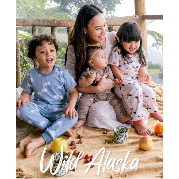 [1/3] KANCING BAHU LENGAN PENDEK CELANA PANJANG | VELVET JUNIOR UNISEX BOY & GIRL Setelan PIYAMA PAJ