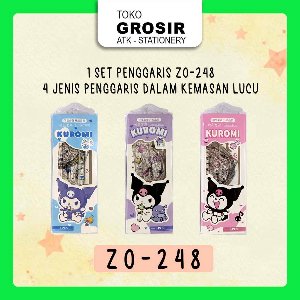 

Penggaris Set 4 in 1 Lengkap Perlengkapan Sekolah Komplit Lucu Model Kancing
