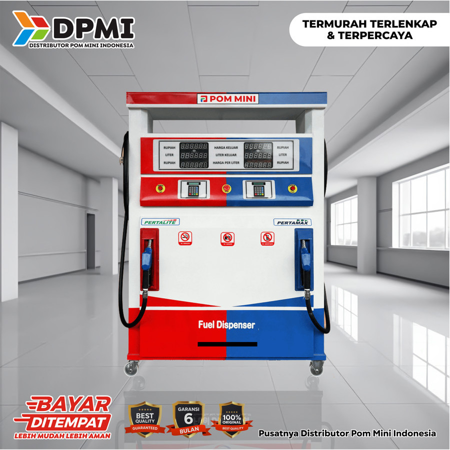 pom mini 2 nozzle 2 x 220 liter merah biru