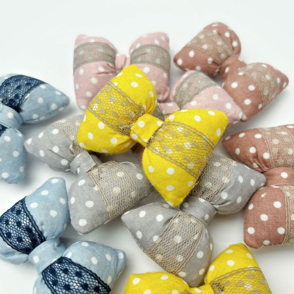 

1 BUAH - APLIKASI BOW DACRON DOTTY / PITA DAKRON MOTIF POLKADOT RENDA