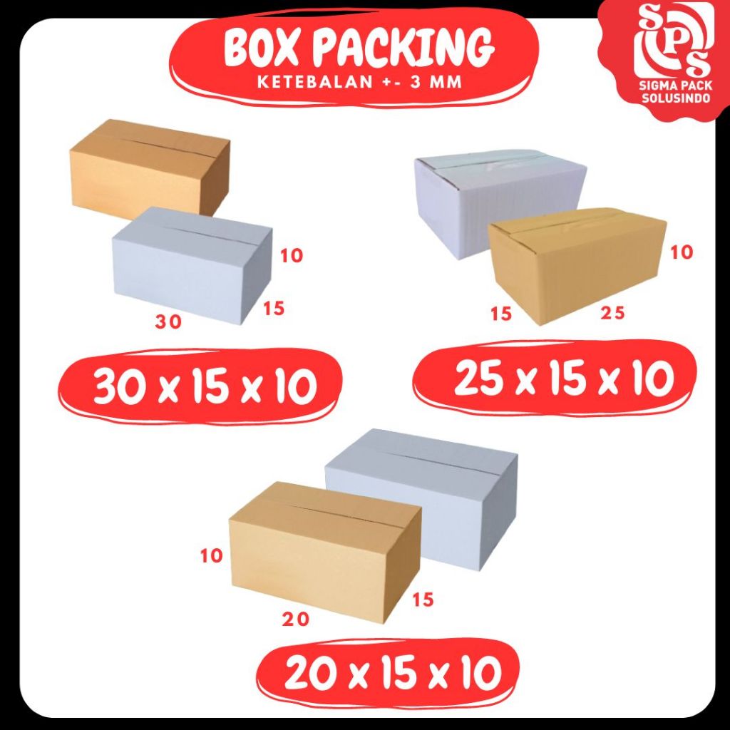 

Box 20x15x10 / 25x15x10 / 30x15x10 Kardus Packing A1 Karton Dus Kotak Kemasan Sparepart Jamu Madu Assesoris Fix