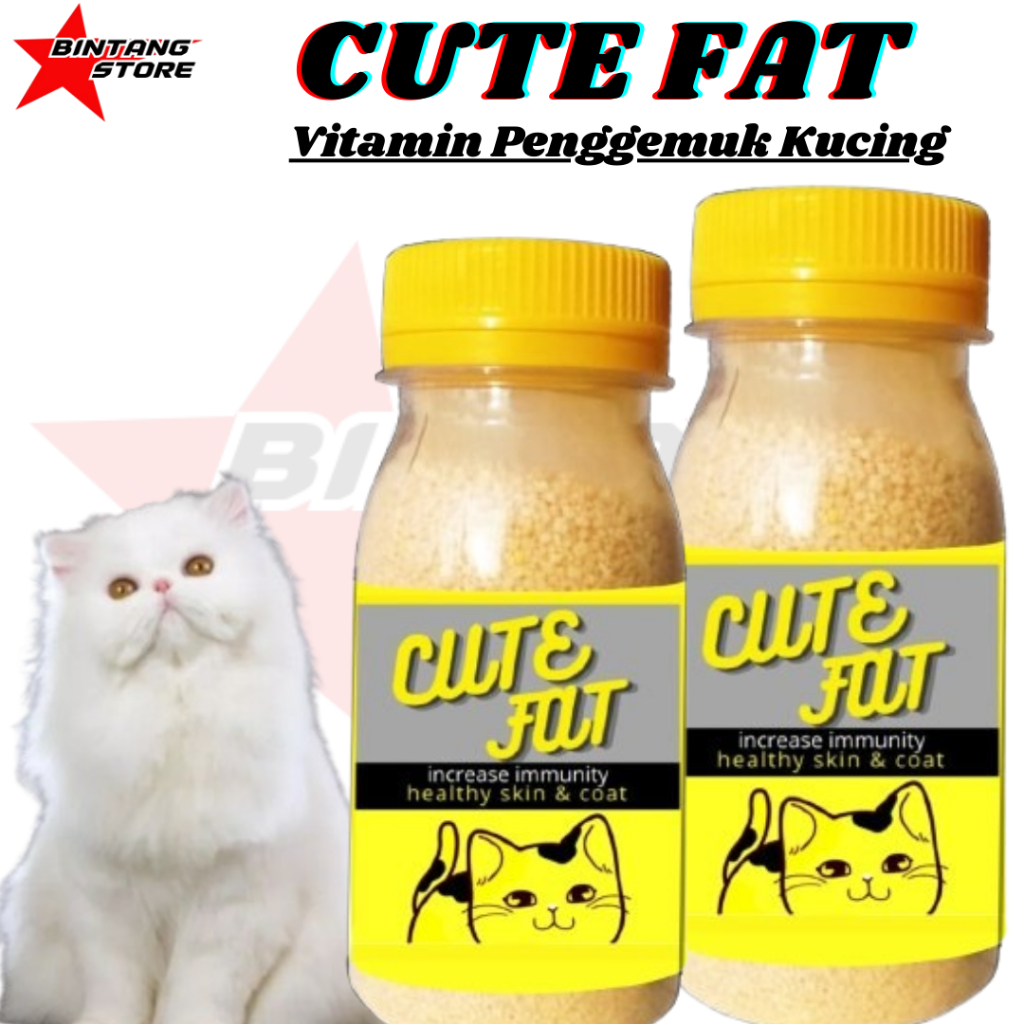 Vitamin Penggemuk Kucing CUTE FAT Pelebat Bulu Kucing Obat Penumbuh Bulu Kucing