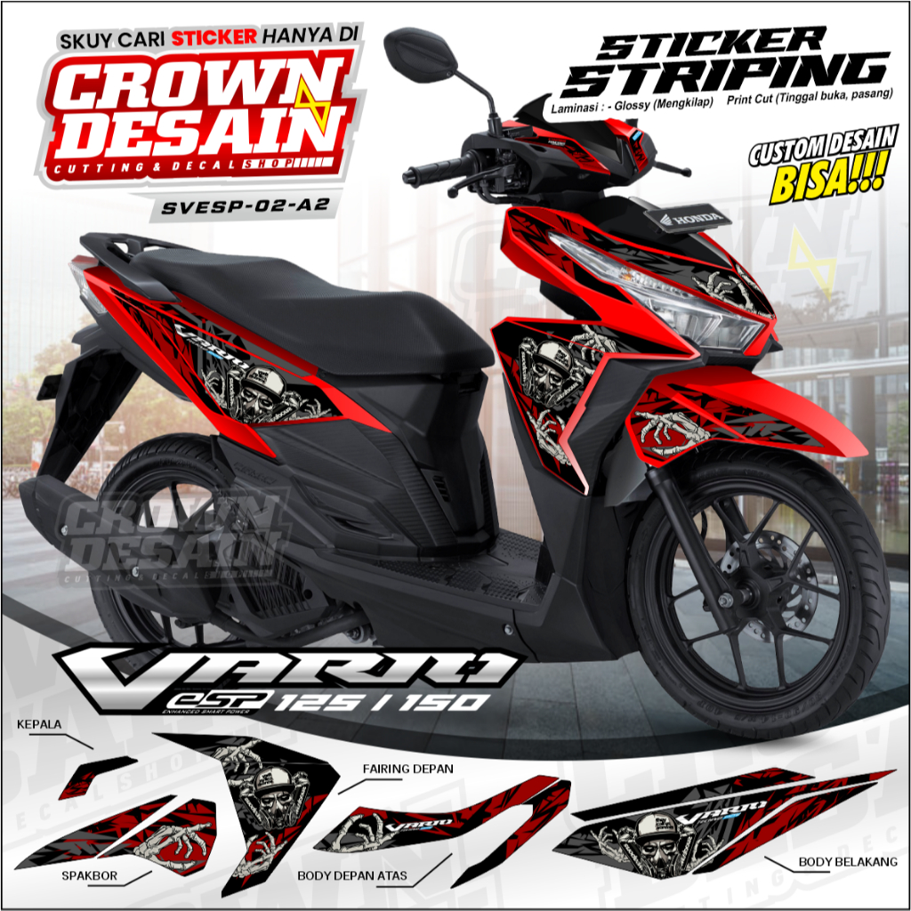 Striping Stiker Vario 125 Esp - Aksesoris Motor Vario 150-125 Old 2015 2016 2017 - Sticker motor - K