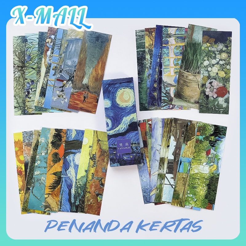 

30Pcs/Set Pembatas Buku Kertas Karakter Lucu Besar Desain Hayao Miyazaki / Van Gogh Bookmark