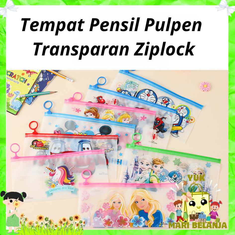 

YMB Tempat Pensil Pulpen Transparan Ziplock Karakter Serbaguna Pouch Zip Lock Penyimpanan Kosmetik Pouch Zipper Pencil Case Tempat Penyimpanan Alat Tulis Murah