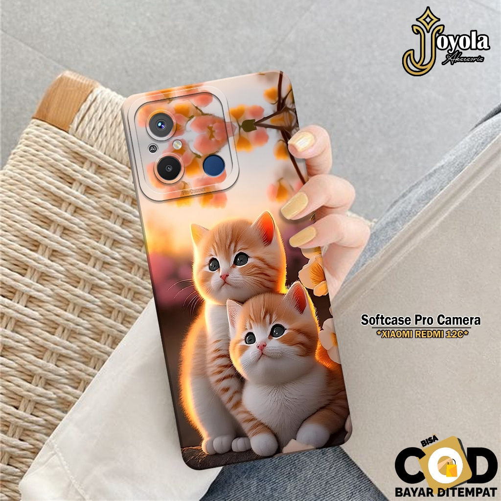 JOYOLA Case XIAOMI REDMI 12C - Fahion Case Kucing - Softcase XIAOMI REDMI 12C - Pro Camera - Casing 