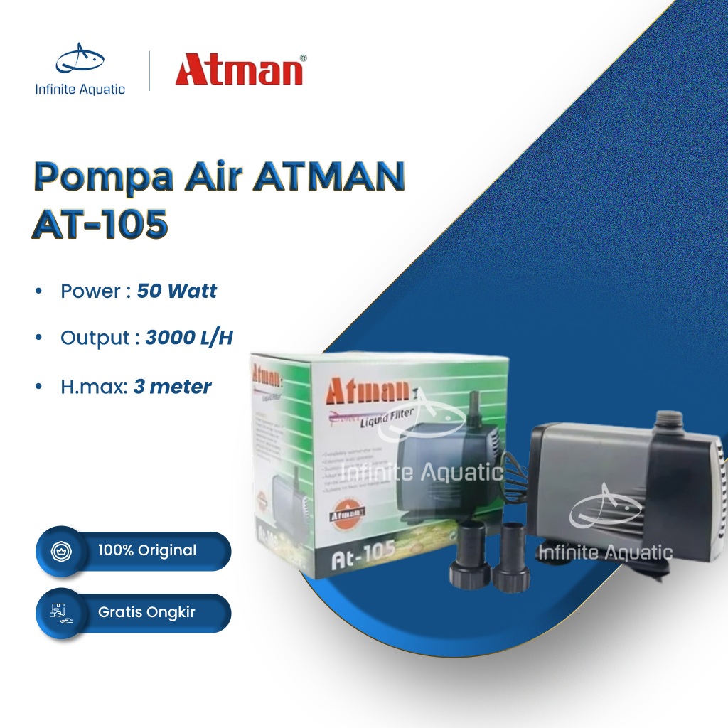 Pompa Air Atman AT-105 AT105 Pompa Celup Aquarium Kolam dan Hidroponik