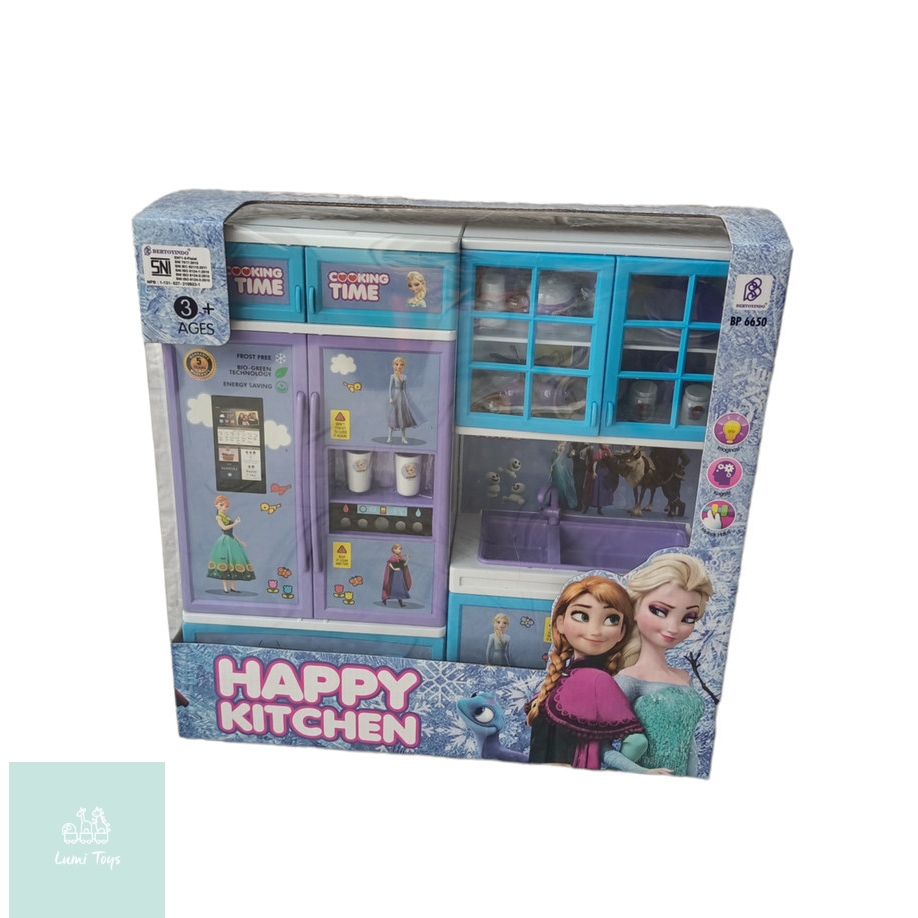 Mainan Anak Perempuan Alat Masak Masakan Kulkas Kitchen Set Frozen Elsa Anna BP6650