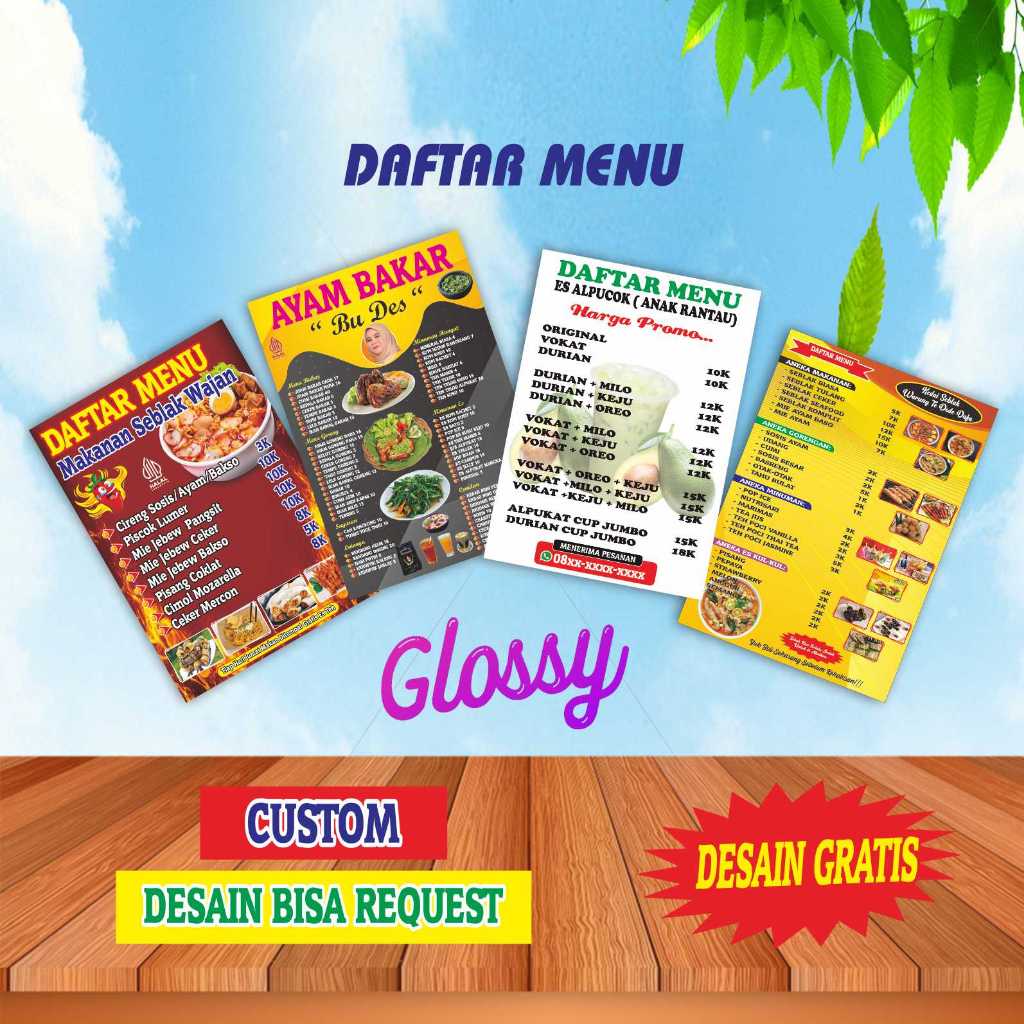

Cetak Print Daftar Menu Bisa Request Desain Custom