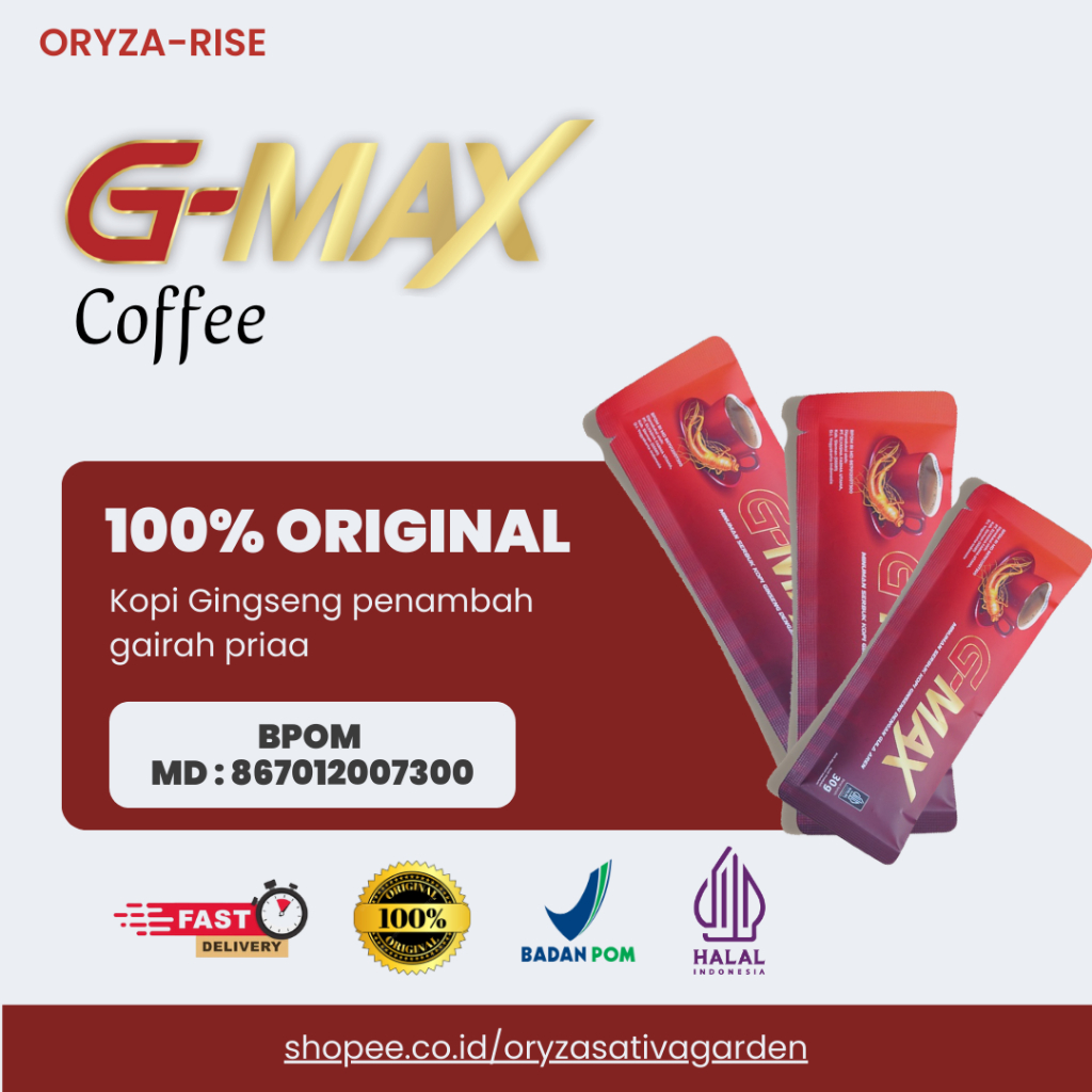 

G-Max Kopi Ginseng G-MAX 3 SACHET Kopi Penambah Stamina Priaa Dan Wanita Dewasa -BISA COD