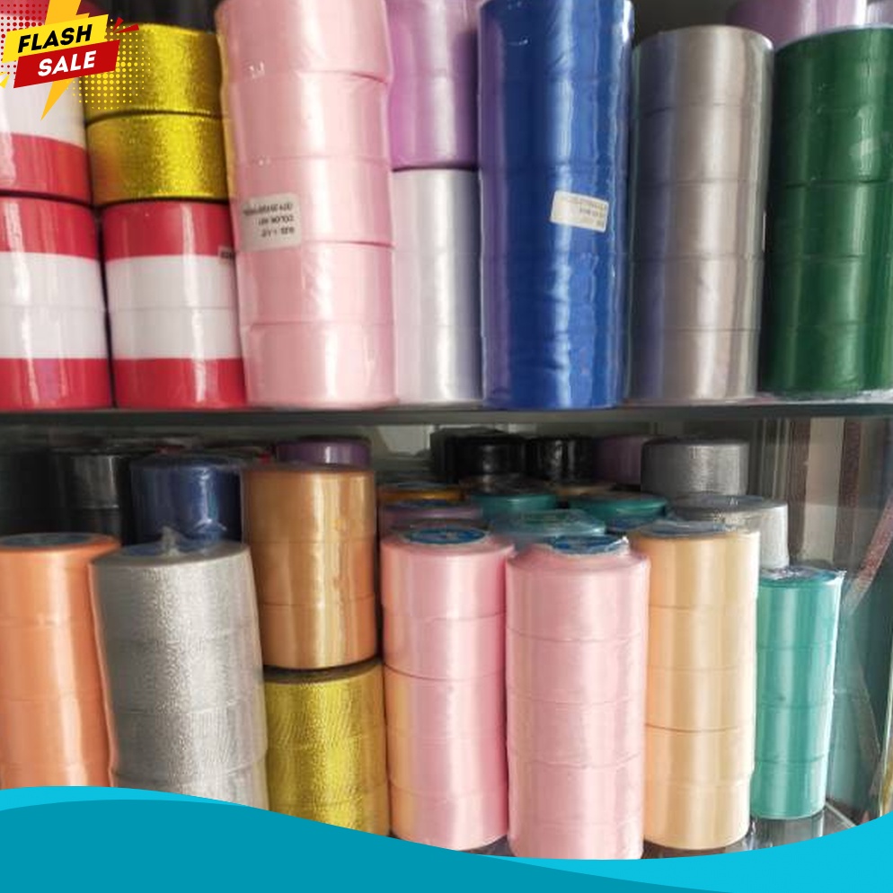 

DISKON DAHSYAT Pita Satin 4cm pita satin warna besar per roll