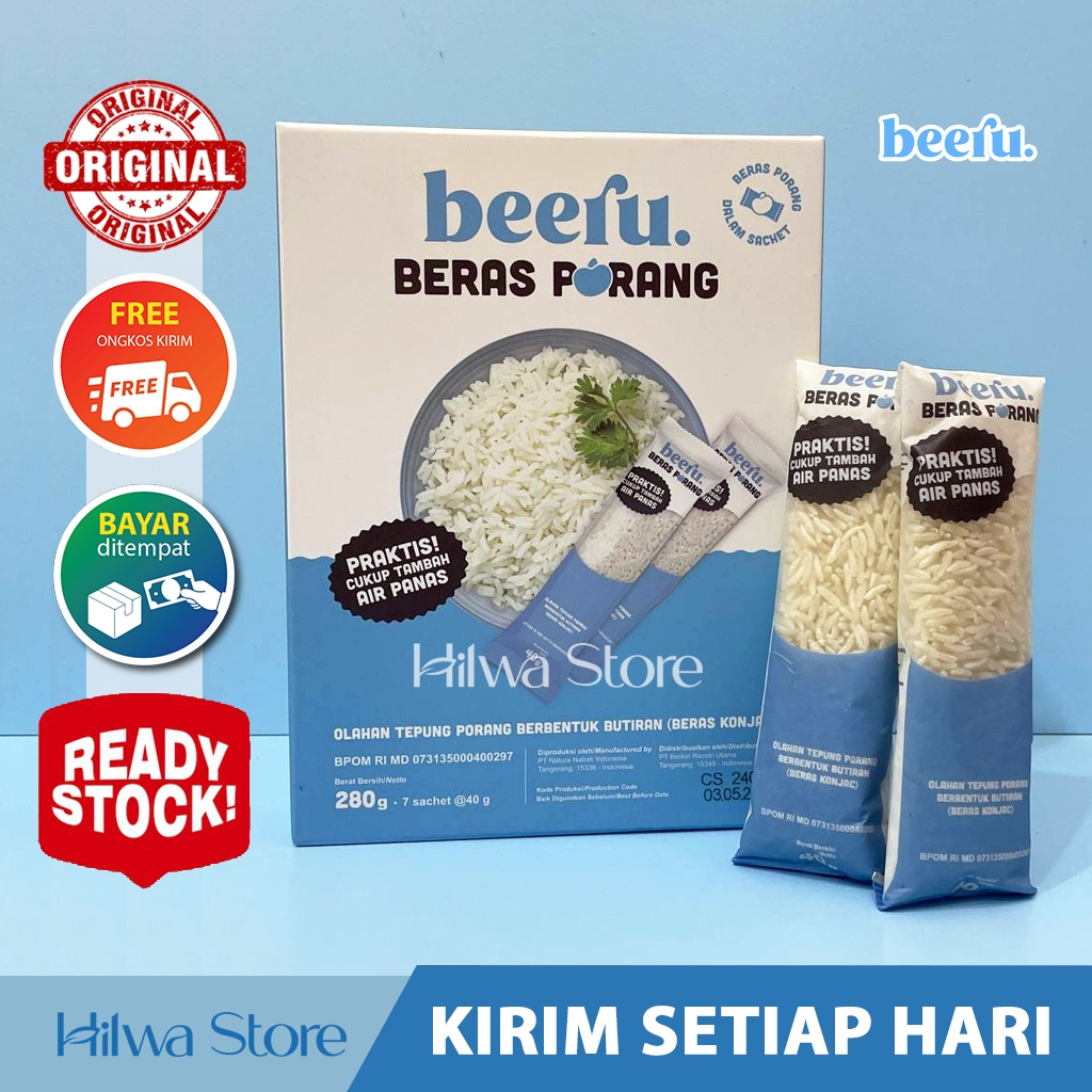 

BEERU BERAS PORANG BOX 280GRAM - SHIRATAKI KONJAC RICE (ISI 7 SACHET)