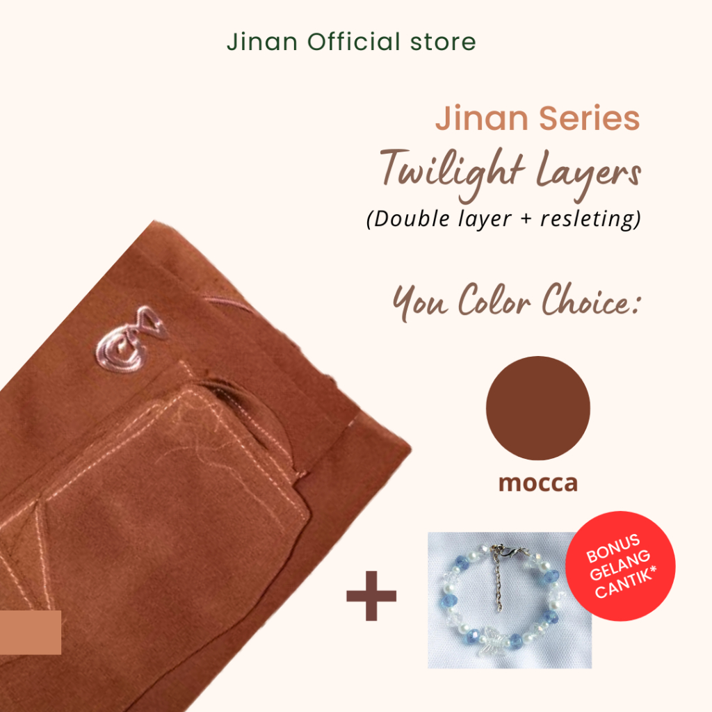 JINAN Khimar Malaysia Resleting 2 Layer + Cadar Khimar Mocca Khimar Resleting Khimar Zipper Syari