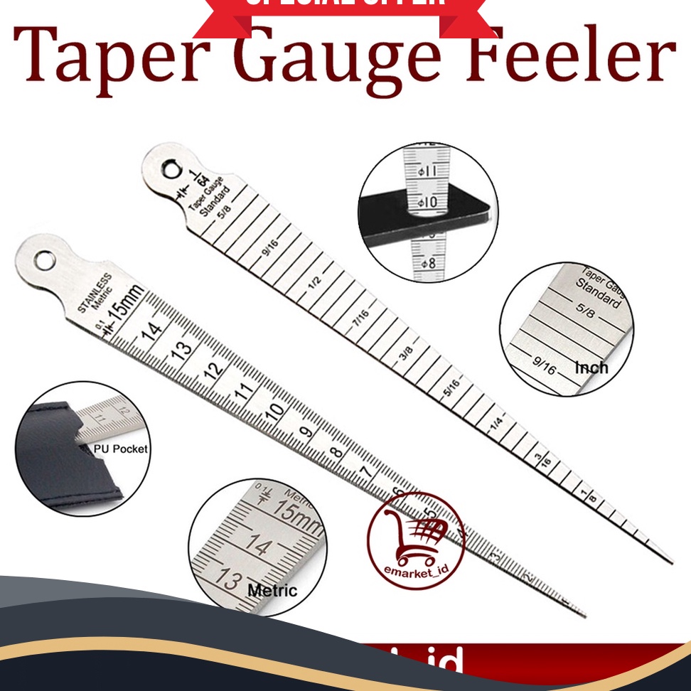 

SUPER HEMAT Taper Gauge Feeler 115mm Stainless Steel Gap Hole Double Side Measuring Tool
