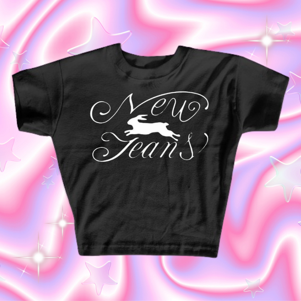 Croptop New Jeans Bunny | Croptop Hitam Lengan Pendek | Croptop Lengan Pendek Korean Style | Croptop