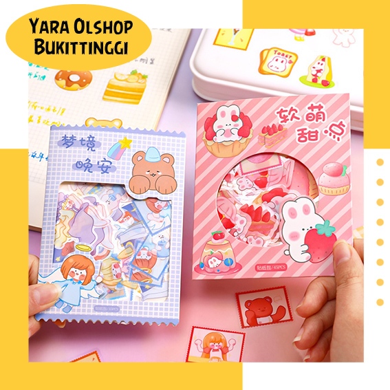 

Sticker Set Isi 45Pcs Karakter Lucu Aesthetic Waterproof