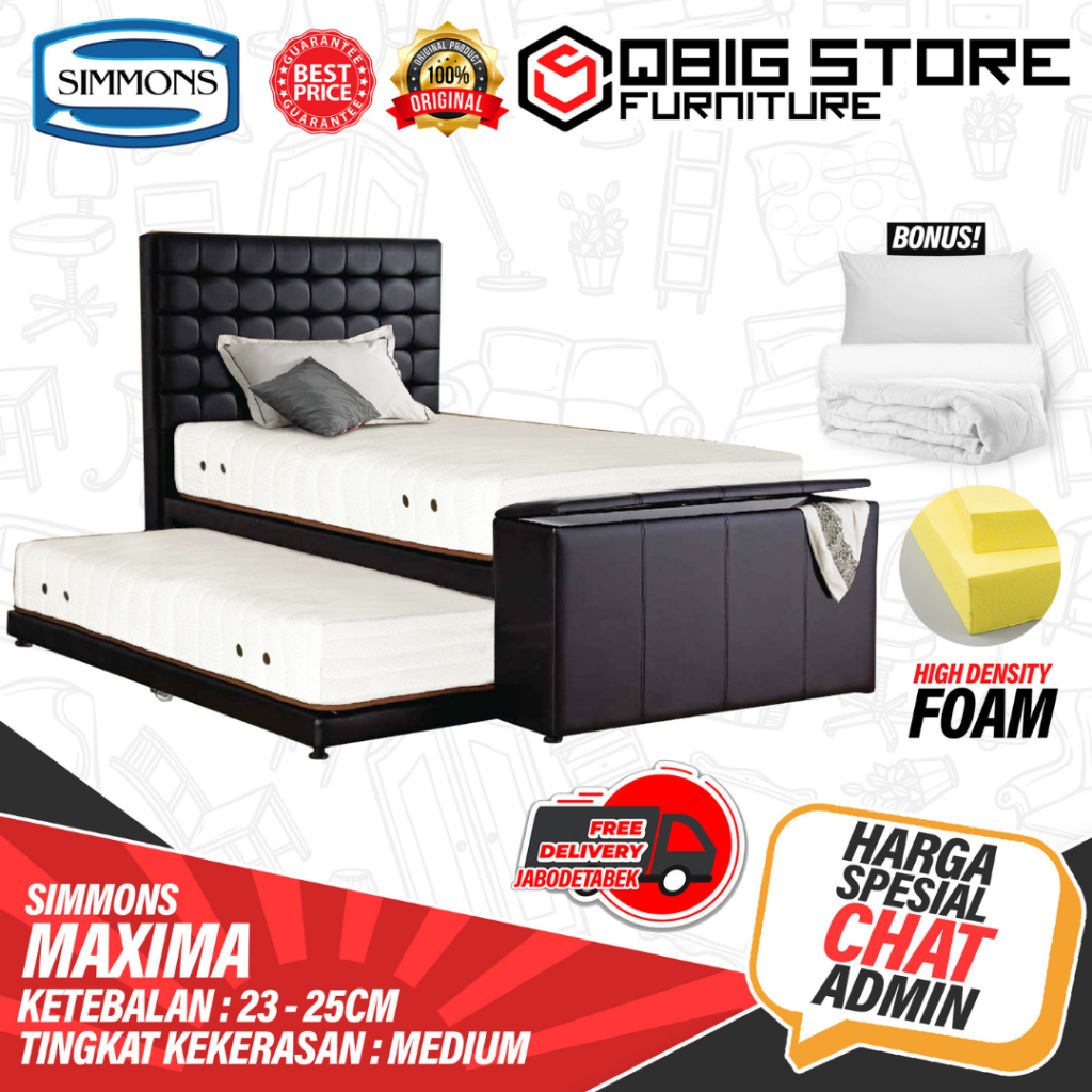 Springbed SIMMONS 2in1 Maxima FULL SET Kasur Spring bed Sorong / Ranjang anak / Tempat tidur