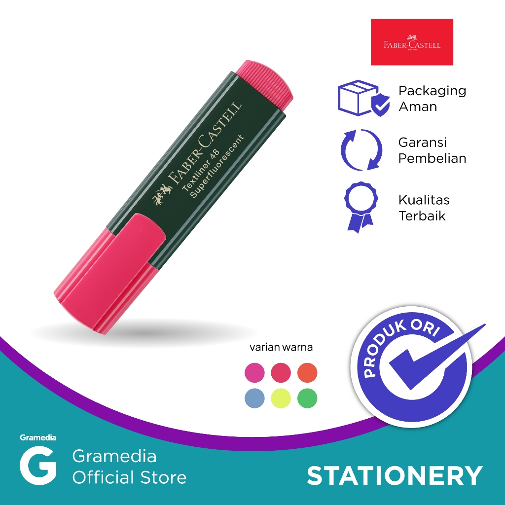 

Faber Castell Textliner 48 - Stabilo Warna Merah / Red