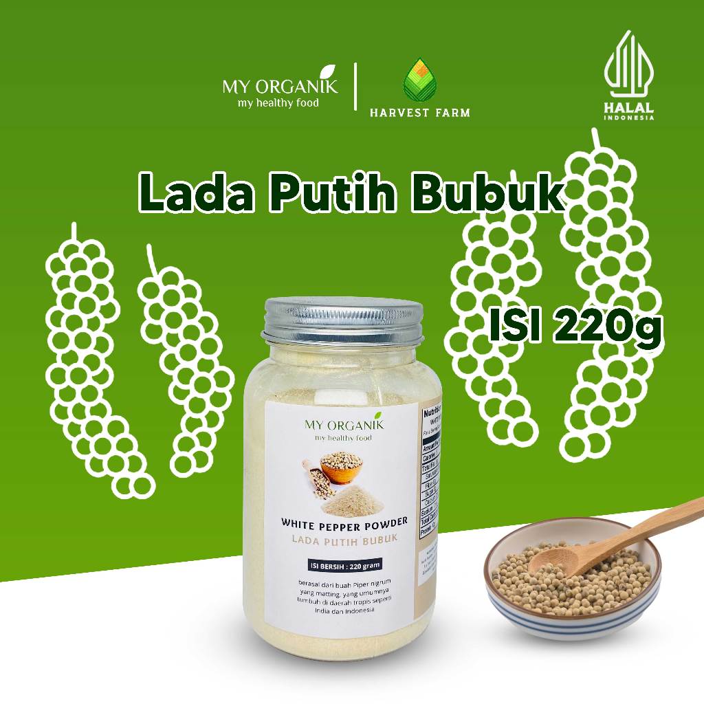 My Organik Lada putih 220gr White Pepper / Lada Putih Bubuk / Merica