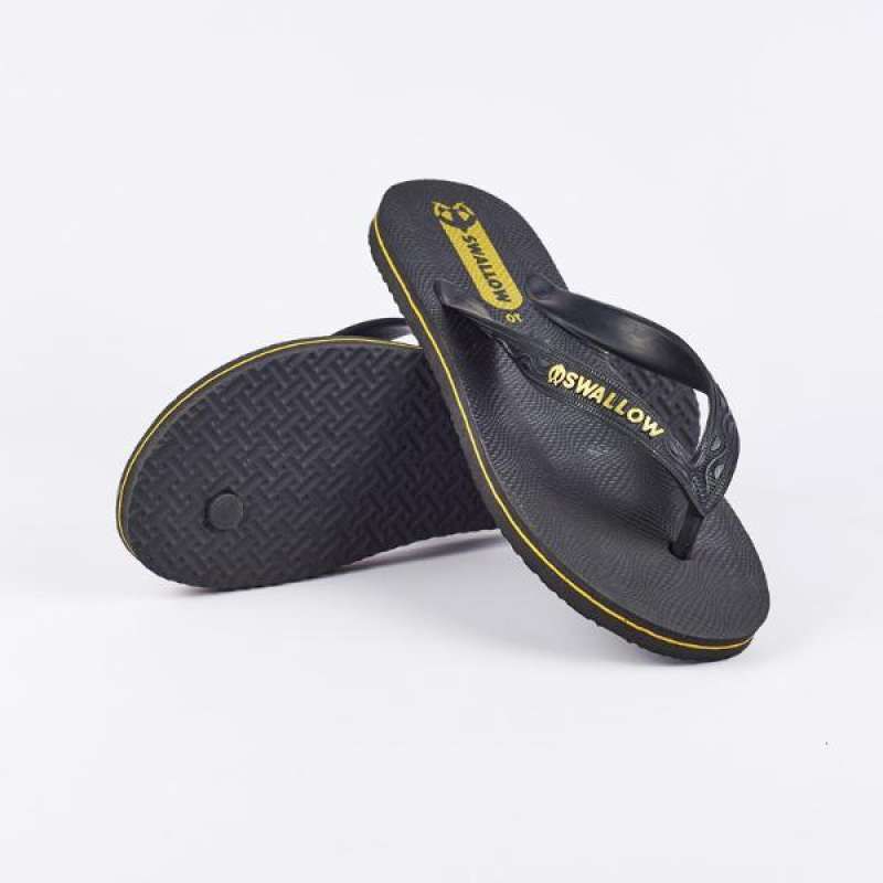 Sandal jepit karet swallow black hitam pria sendal harian sendal tahan air sendal wudhu kamar mandi