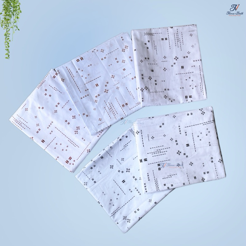 Kain batik Harco - Batik Lebaran - Motif Sashiko Garis Dasar Putih - Sashiko Garis Rintik