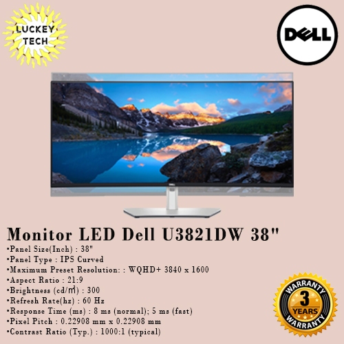 Dell U3821DW Monitor 38" Curved WQHD+ USB-C Hub