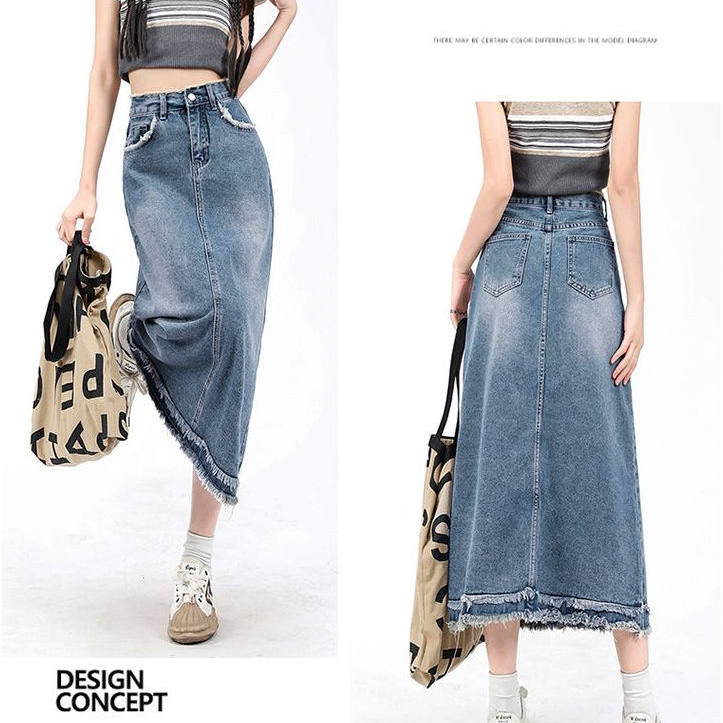 KeyGirl skirt a line rok wanita korea rok 7/8 panjang/Highwaist rok jenas fashion kekinian premium