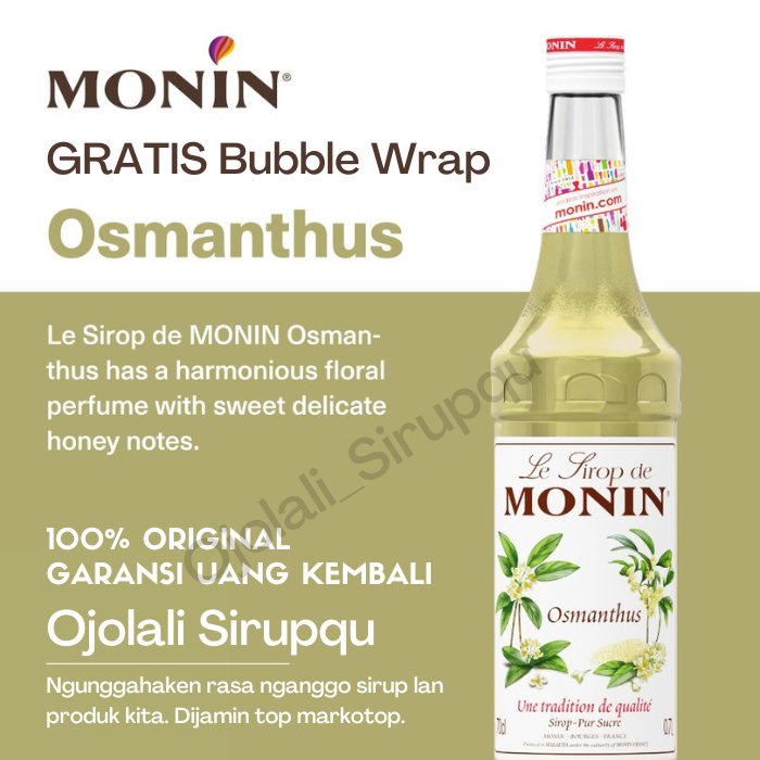 

MONIN Osmanthus Syrup 70 CL 700 mL / Sirup / Cafe / Kedai / Kopi