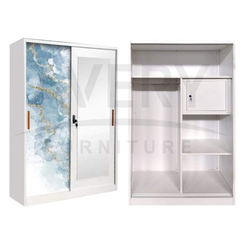 Lemari besi P2 sliding murah lemari pakaian besi lemari minimalis terbaru JATIM