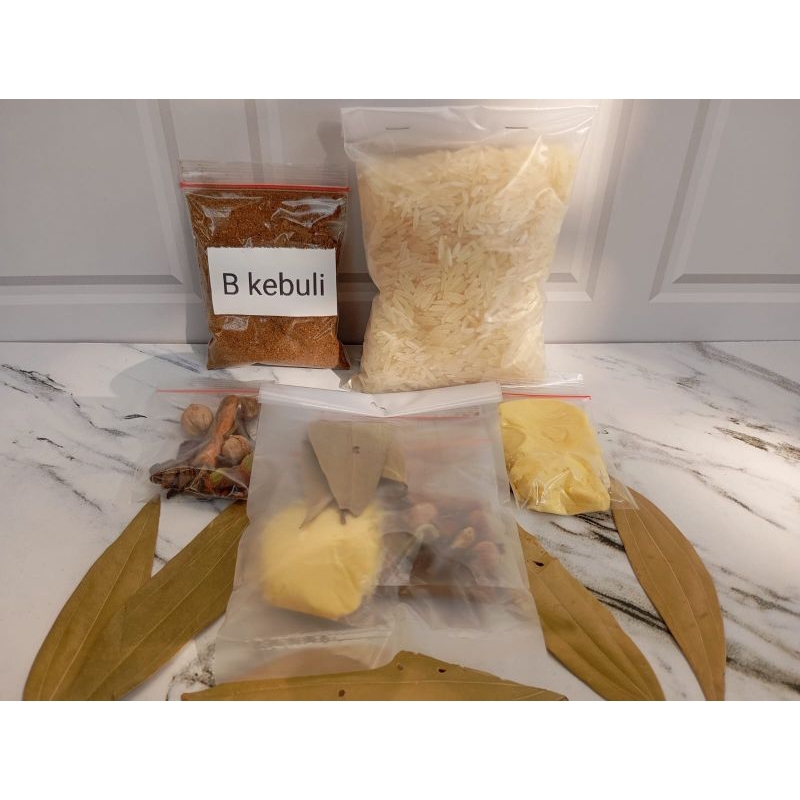 

Bumbu arabian kebuli, khabsah, mandhi, bukhori, briyani tambah beras basmati 200 gram special wangi dan enak cukup untuk 2 porsi