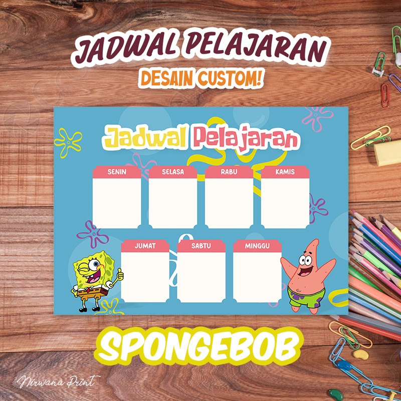 

[Ukuran A3] Poster Jadwal Pelajaran / School Timetable Custom Tulisan dan Foto