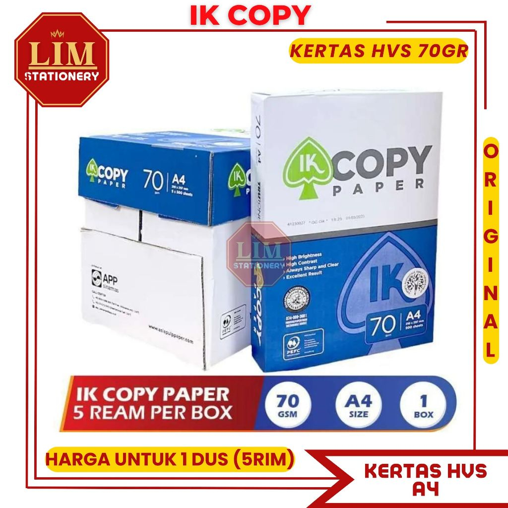 

IK COPY - KERTAS PUTIH HVS A4 70GRAM (1DUS)