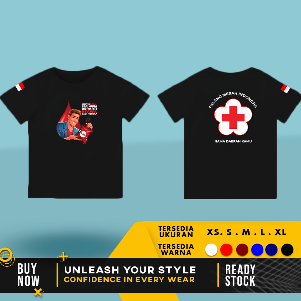 Kaos Anak Baju PMI Palang Merah INDONESIA Donor Darah | Cotton Combed 30s